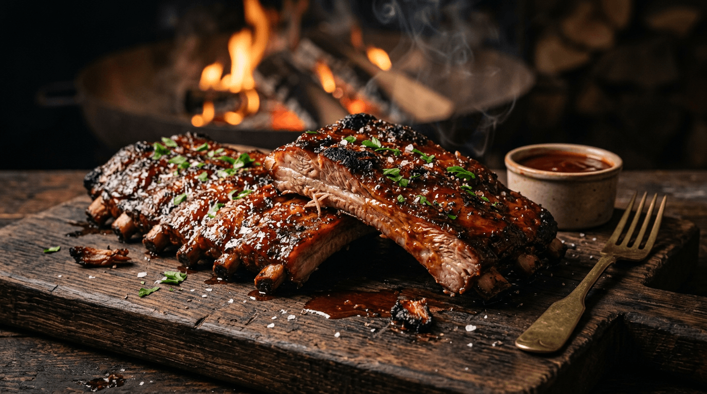 BBQ Ribs on fire